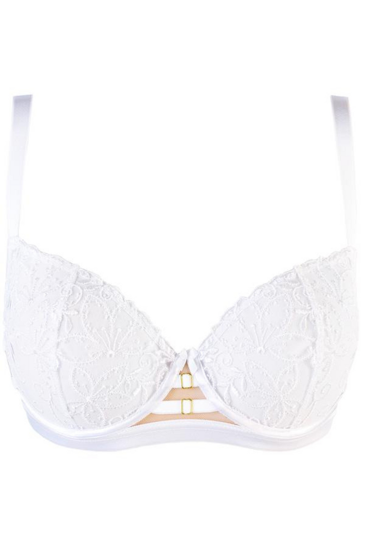Ayana Floral Embroidered Balconette Bra - White