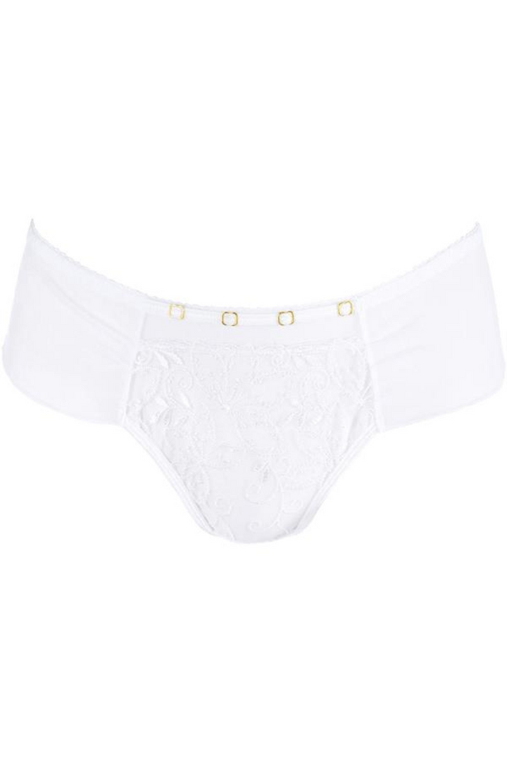 Ayana Floral Embroidered Brazilian Thong - White
