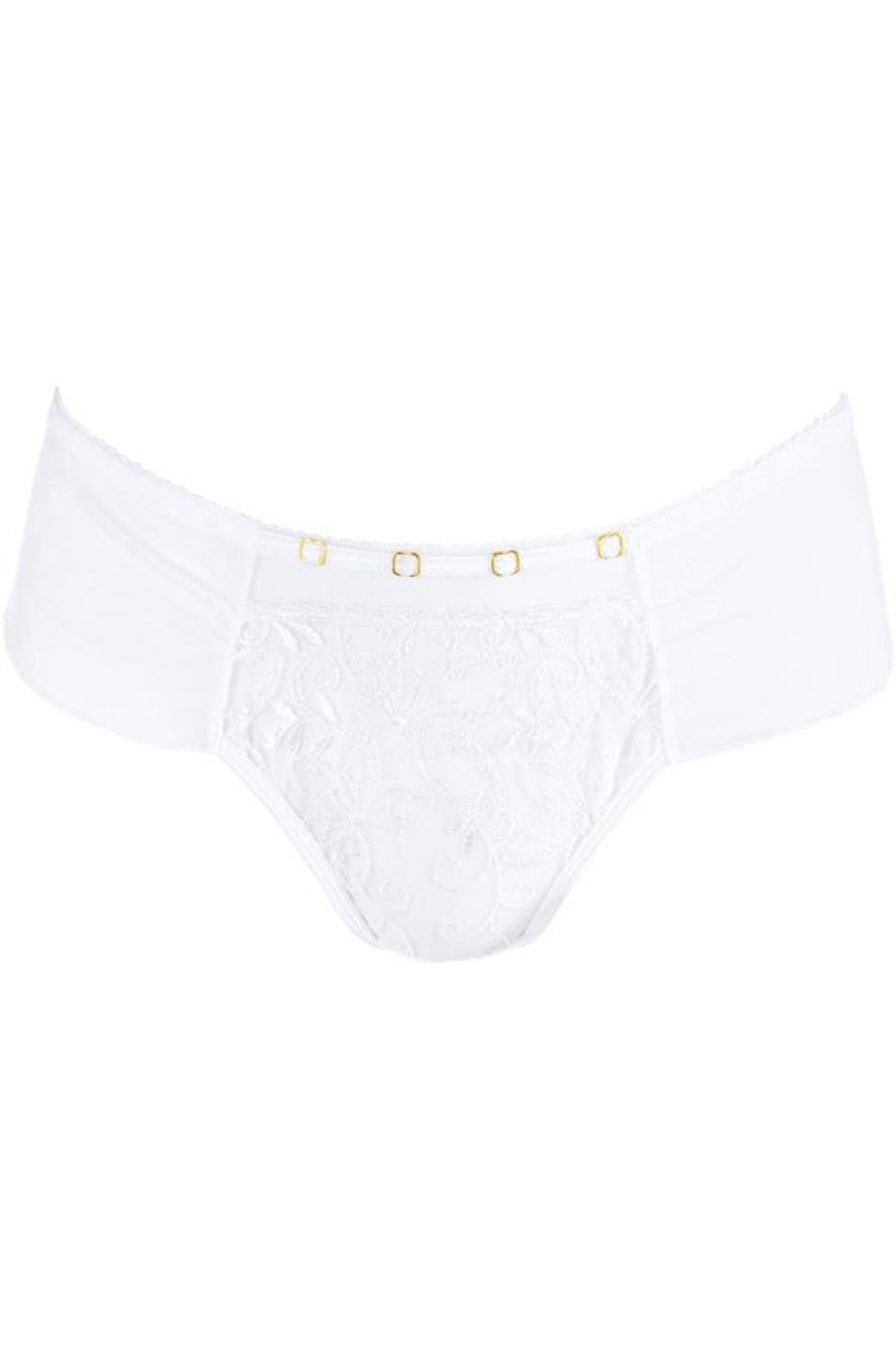 Ayana Floral Embroidered Brazilian Thong - White