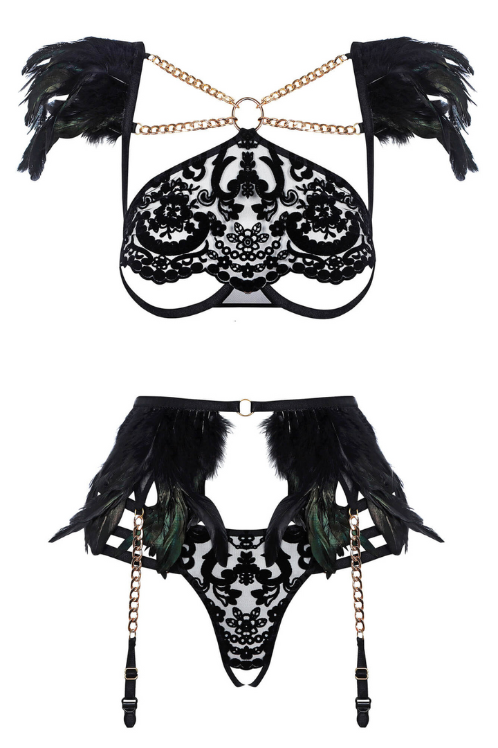 BLACK ANGEL ROLE-PLAY LINGERIE SET