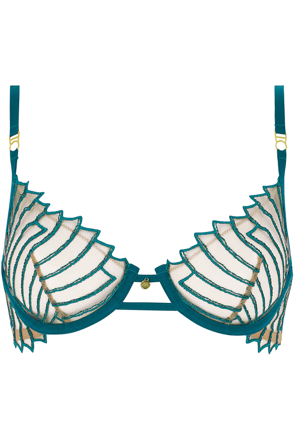 Cosmic Dream Embroidered Tulle Half Cup Bra - Lagoon
