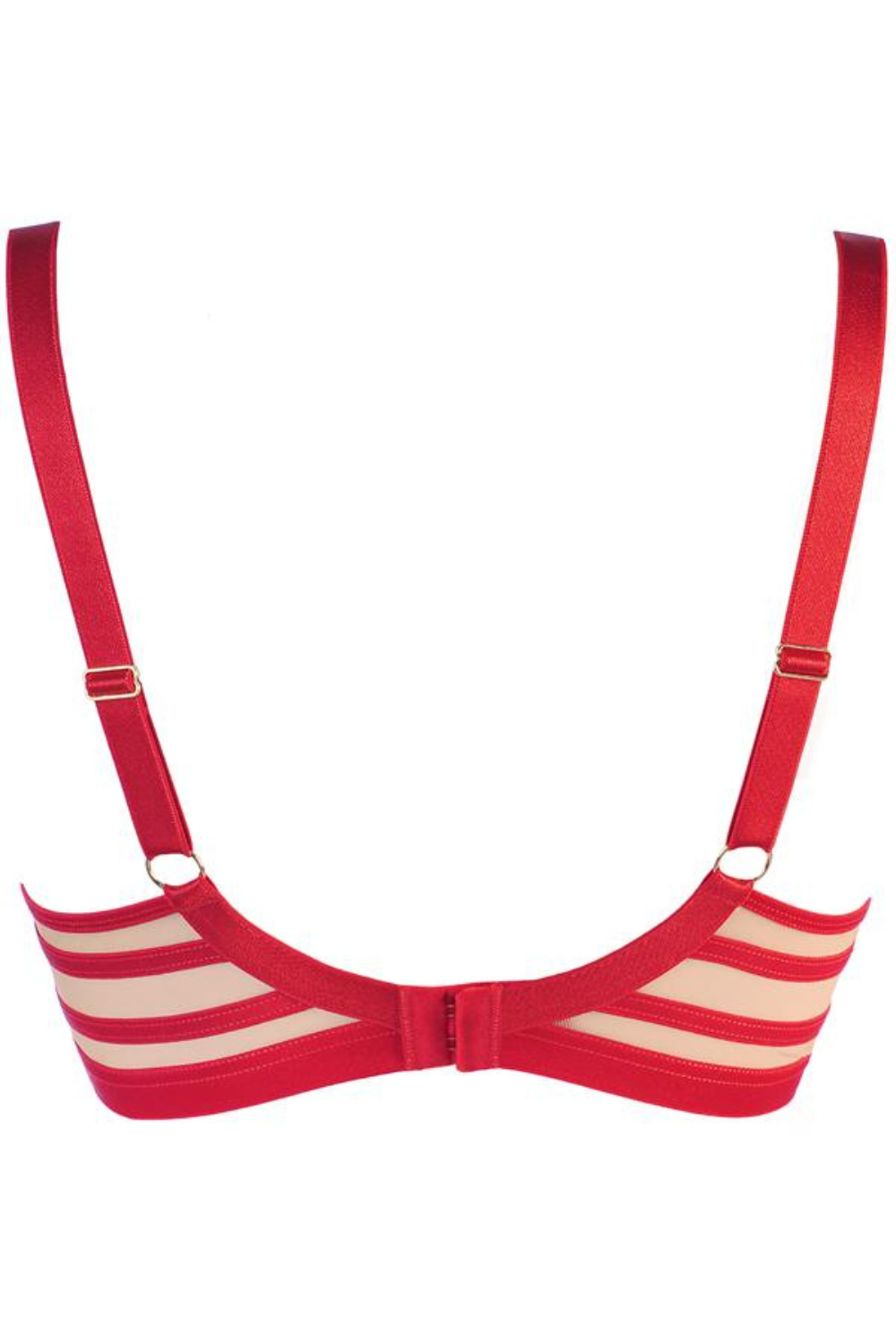 Drusilla Satin Striped Sheer Mesh Bralette - Red