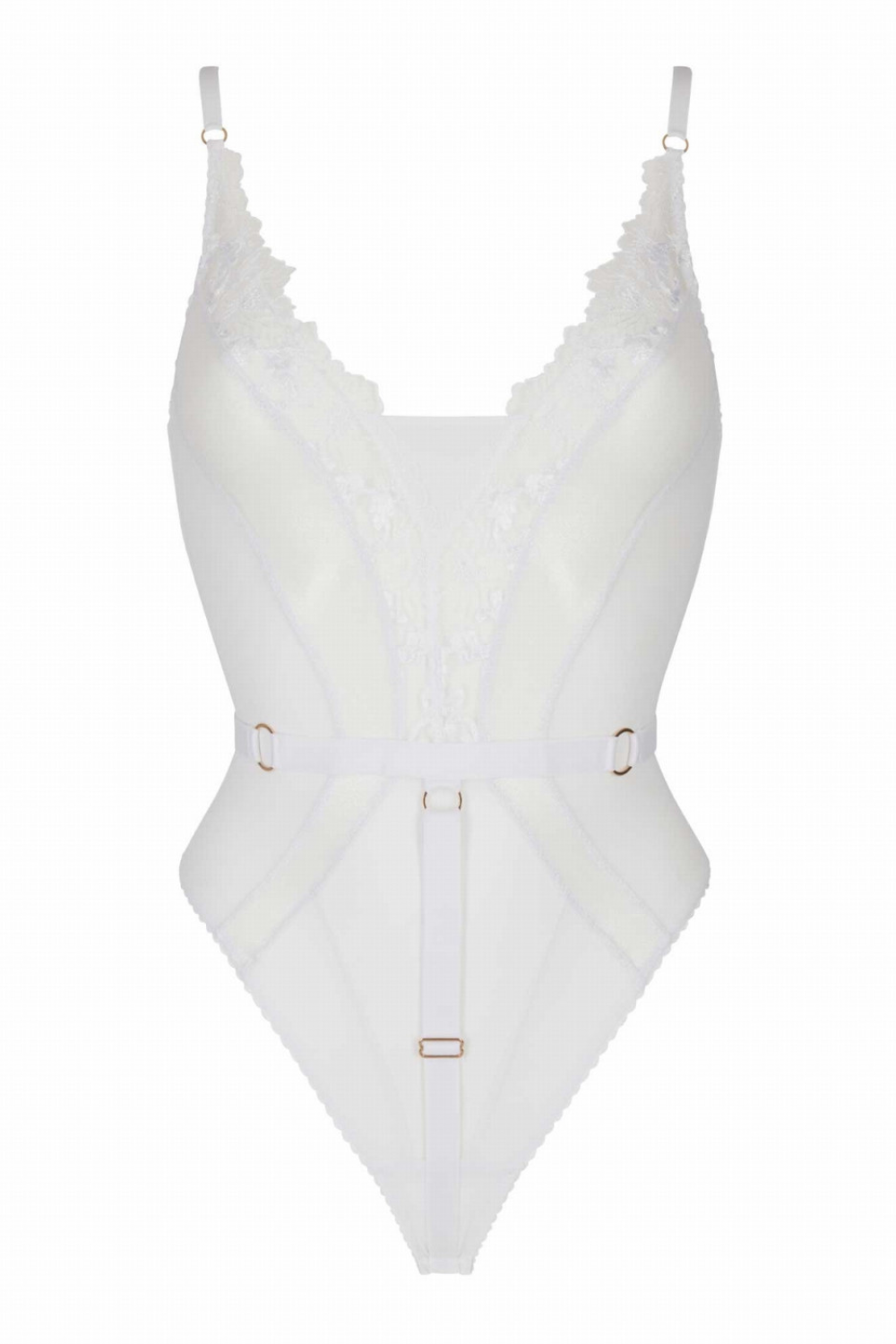 Elvis Sheer Mesh Lace Bodysuit - White