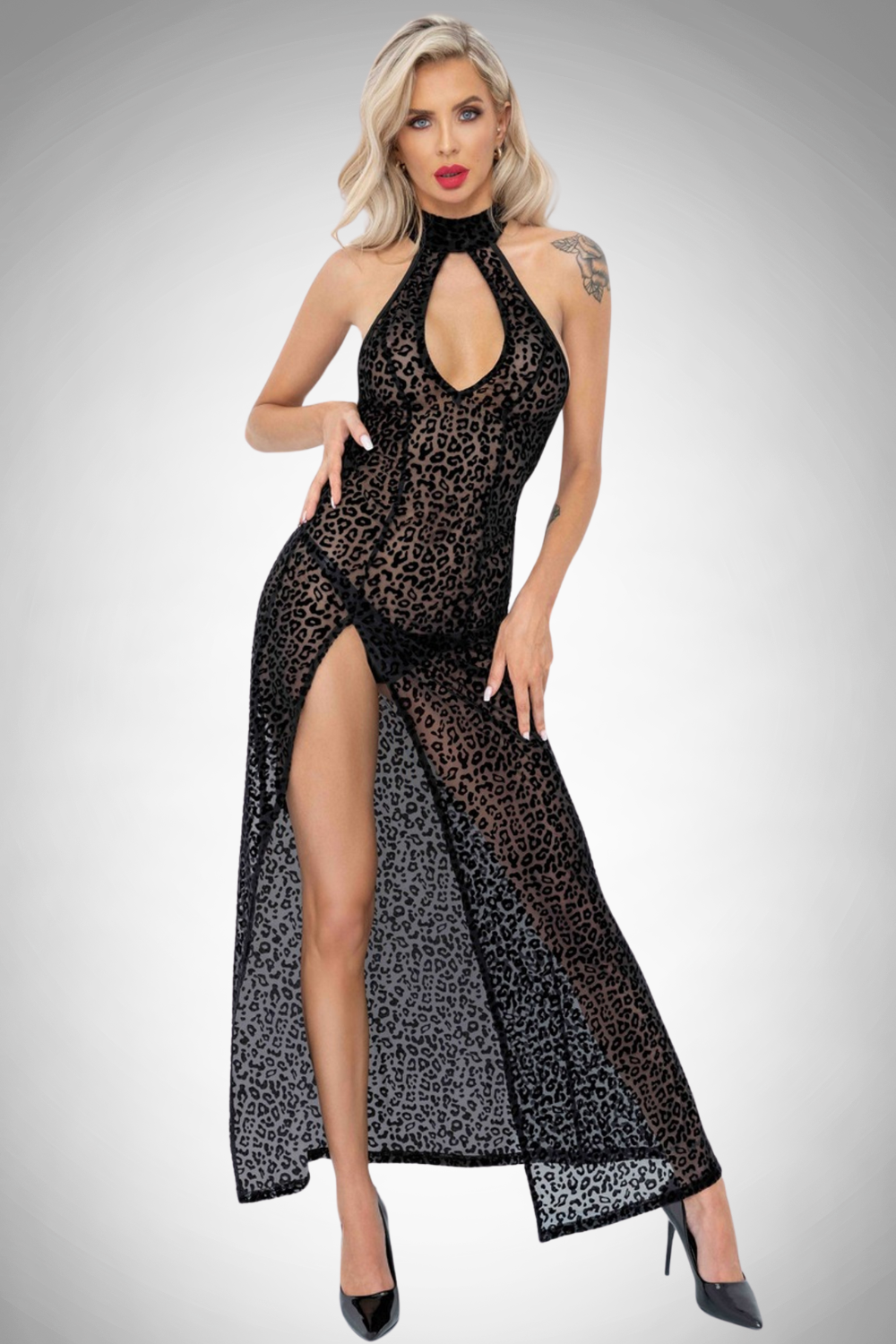Maeva Leopard Long Halter Dress